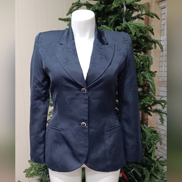 Valerie Stevens Jackets & Blazers - Valerie Stevens Midnight Blue Evening Jacquard Shimmer Tuxedo Blazer Women's 10